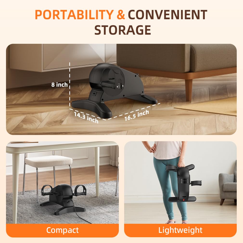 Under Desk Elliptical Machine - Portable Seated Leg Exerciser for Home & Office Use | Compact Ellipse Pedal Exerciser for Seniors & Adults | Perfect for Workstation Fitness & Physical Therapy