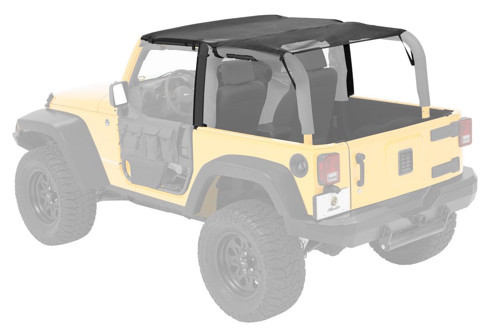 Bestop 5259311 Mesh Safari Bikini Top for 2010-2018 Jeep Wrangler JK 2 Door - Cable Style Design | UV Protection & Quick Installation | Perfect for Summer Off-Roading & Beach Adventures