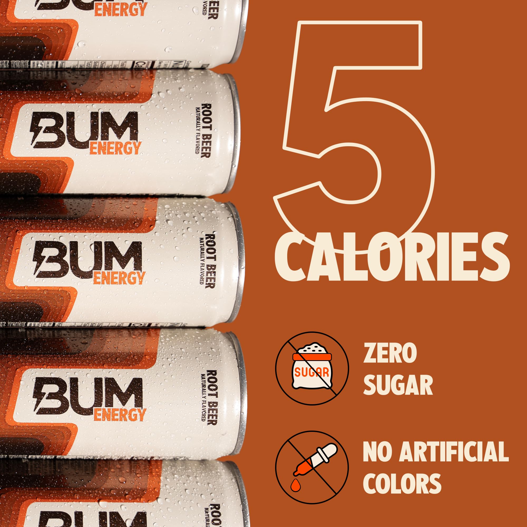 Sugar-Free Bum Energy Drinks - 12 Pack (355ml Each) | Low-Calorie Caffeine Boost for Workouts, Gaming & All-Nighters
