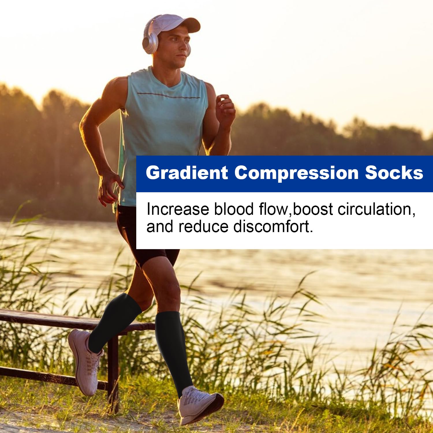 Hi Clasmix Graduated Compression Socks for Women & Men - Wide Calf Support Socks for Circulation, Pregnancy, Nurses, Running & Travel - Best for Workouts, Long Flights & Daily Comfort