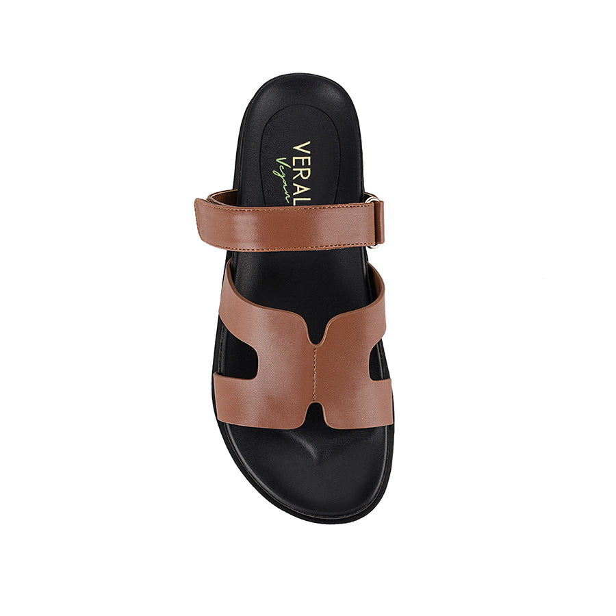 Oswald Footbed Slides for Men & Women - Comfortable Leather Sandals in Cognac Brown | Perfect for Beach, Pool, and Summer Casual Wear