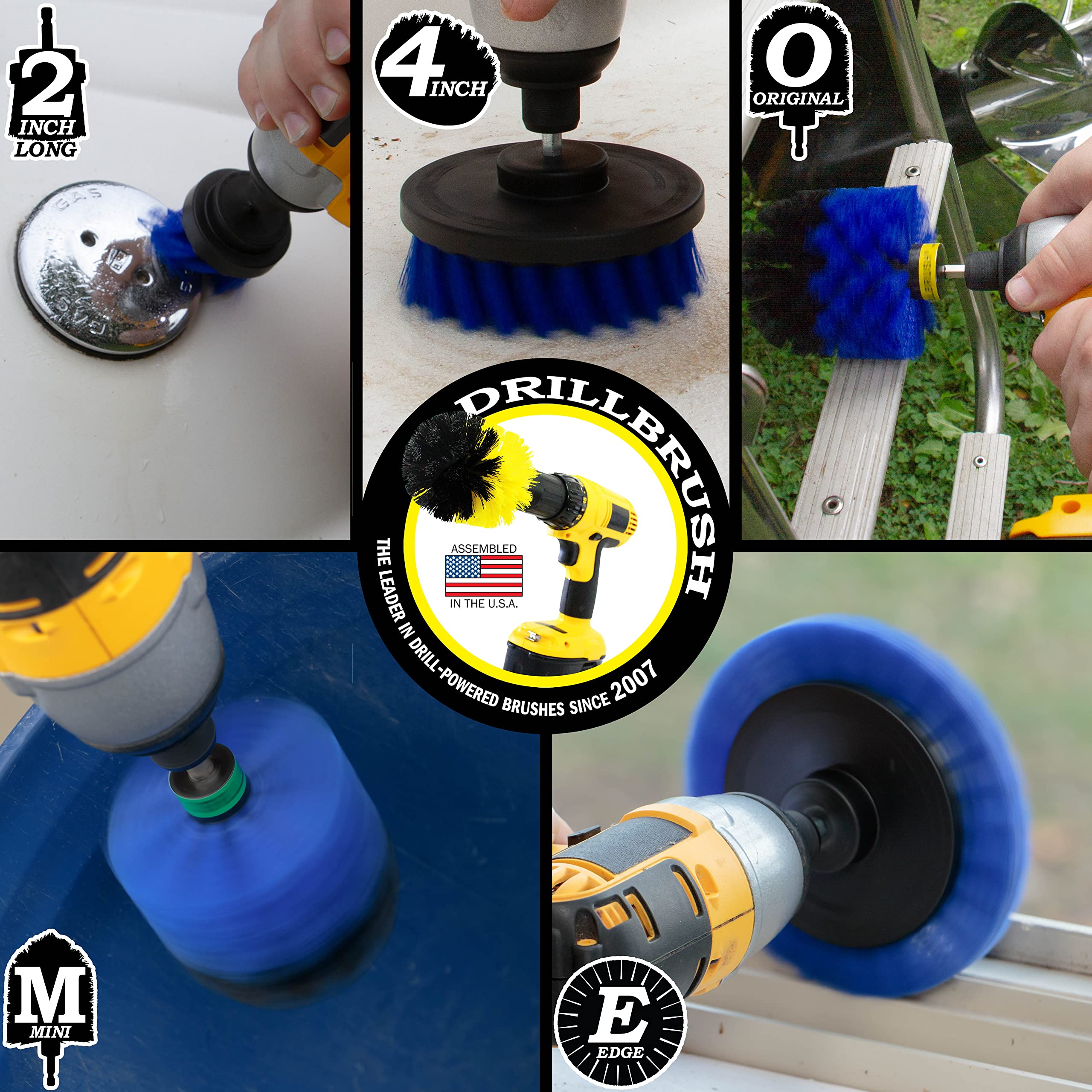 5-Piece Drillbrush Kit for Pool & Boat Cleaning - Hull Cleaner Accessories for Marine Vessels