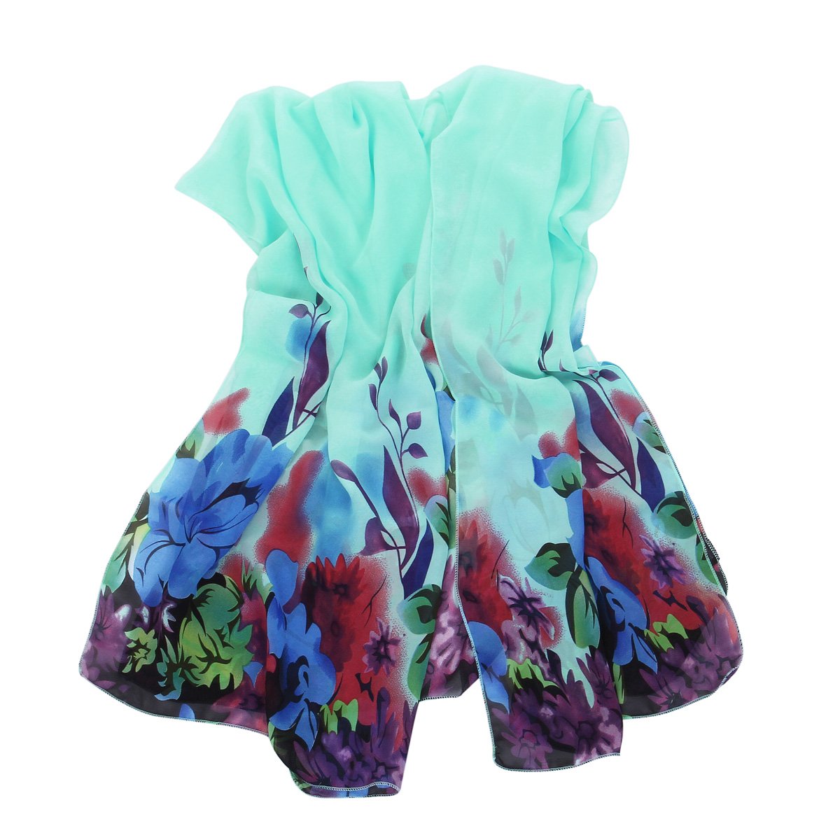 Trendy Blue Chiffon Floral Sheer Kimono Wrap Cardigan - Lightweight Beach Cover Up for Women, Summer Boho Style, Perfect for Poolside, Vacation & Outdoor Events