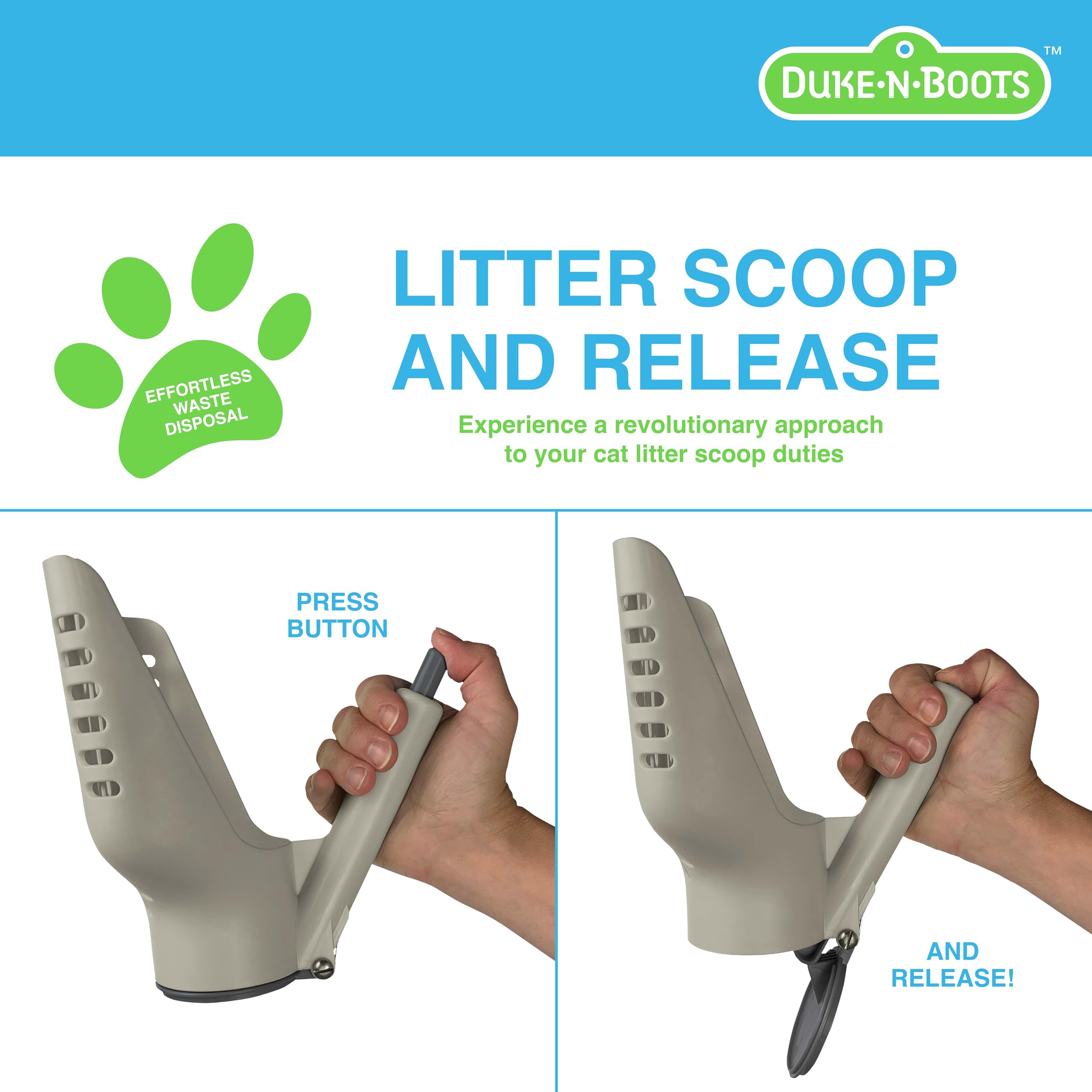 Premium Cat Litter Scoop with Quick-Release Button - Easy Clean Litter Box Scooper for Cats | Patented Waste Disposal Design | Durable Litter Lifter & Poop Scooper (Green) - Perfect for Multi-Cat Homes & Odor Control
