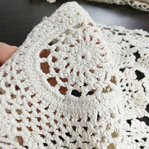 Handmade Rustic Floral Crochet Table Runner - White Lace Doily 15x47 Inches for Farmhouse Dining Table Decor, Wedding Centerpiece & Boho Home Decor