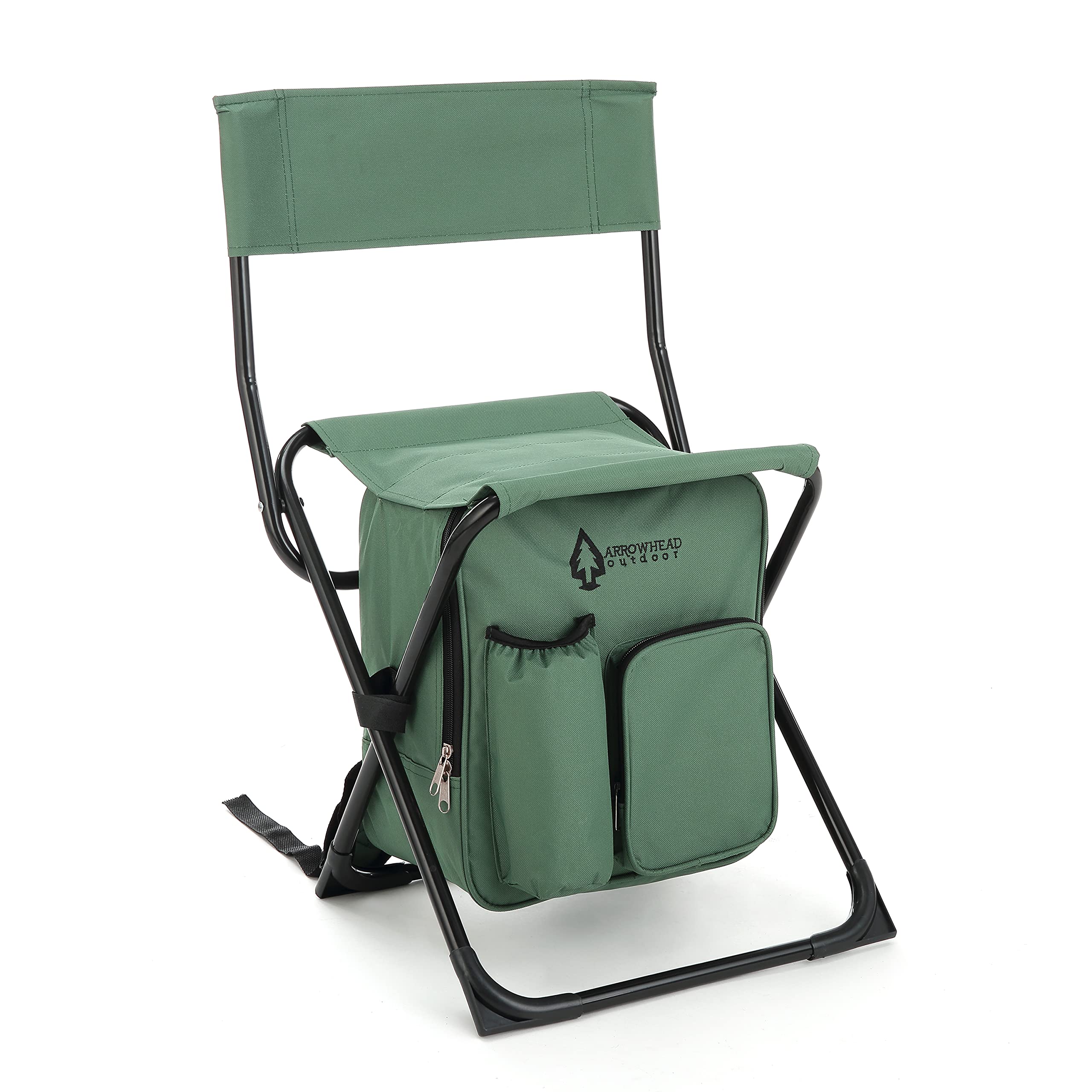 ARROWHEAD OUTDOOR 3-in-1 Compact Camp Chair: Backpack, Stool & Insulated Cooler with Bottle Holder, Storage Bag, External Pockets & Backrest – Heavy-Duty for Fishing, Hiking, Camping & Outdoor Adventures