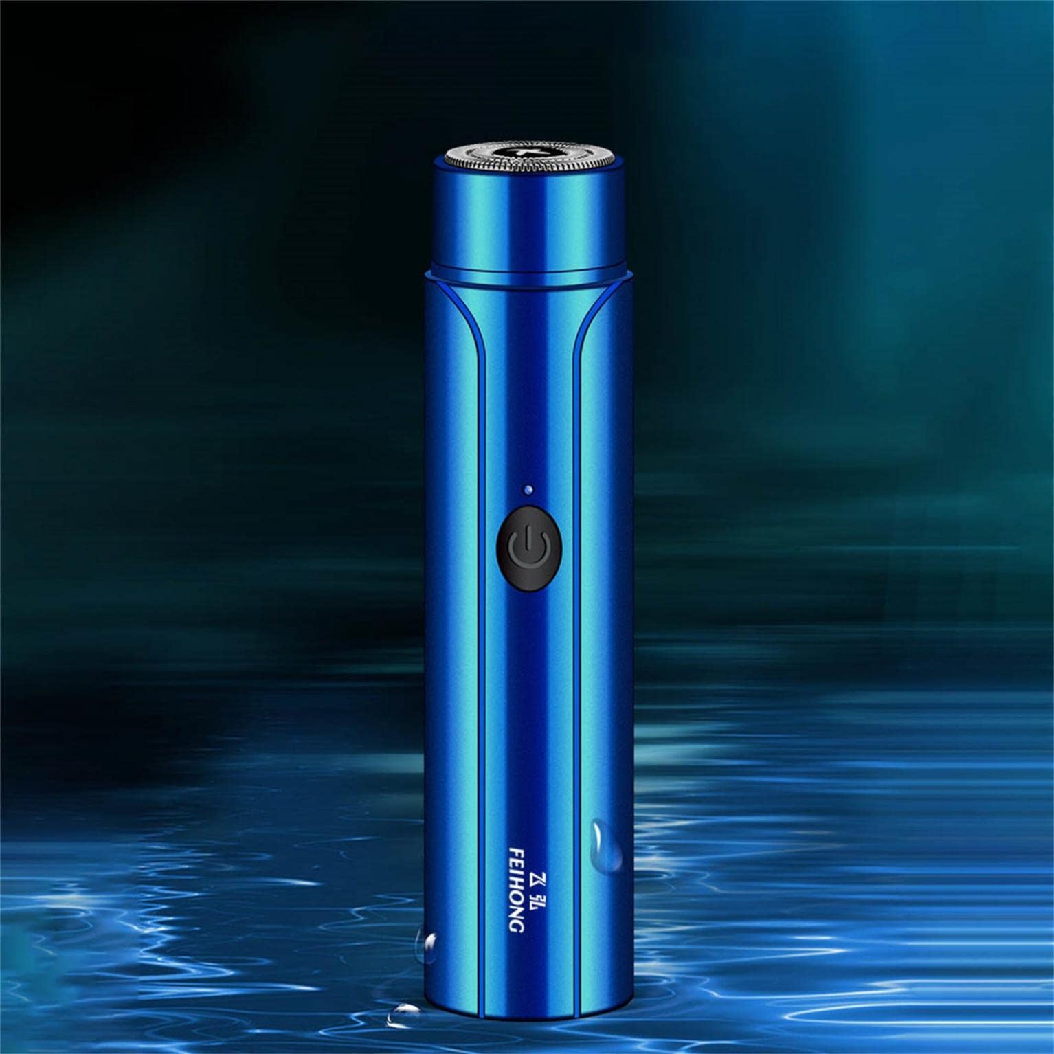 Men's Electric Shaver - Mini Portable Waterproof Cordless Wet/Dry Beard Trimmer & Body Groomer - Blue - Perfect for Travel, Gym & Daily Shaving