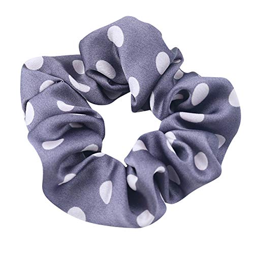 7 Pack Polka Dot Silk-Like Hair Scrunchies - Soft Elastic Hair Ties for Women & Girls, Ponytail Holders for Long Hair, Perfect for Sleep, Shower, Workout or Makeup (Black/White)