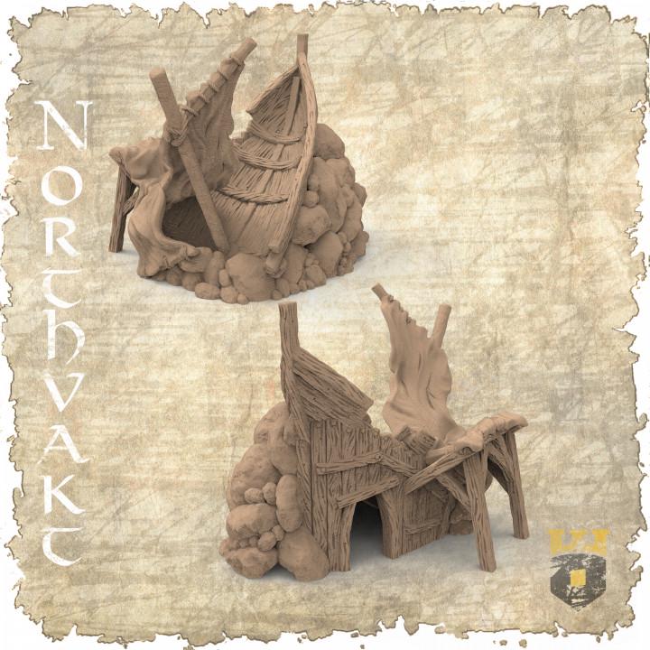 Viking Shipwreck House - Medieval Coastal Diorama Set for RPG, Wargaming & Tabletop Scenery | Perfect for Viking-Themed Battles, D&D Campaigns & Historical Displays