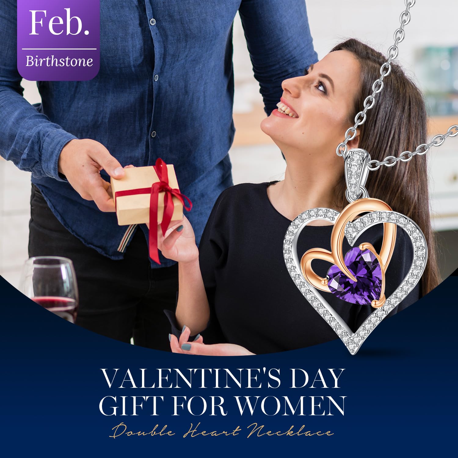 Romantic 2 Carat Moissanite Heart Necklace for Women - 925 Sterling Silver Fine Jewelry - Perfect Birthday, Anniversary & Christmas Gift for Wife, Mom, Girlfriend - Elegant Jewelry for Date Night, Wedding & Special Occasions