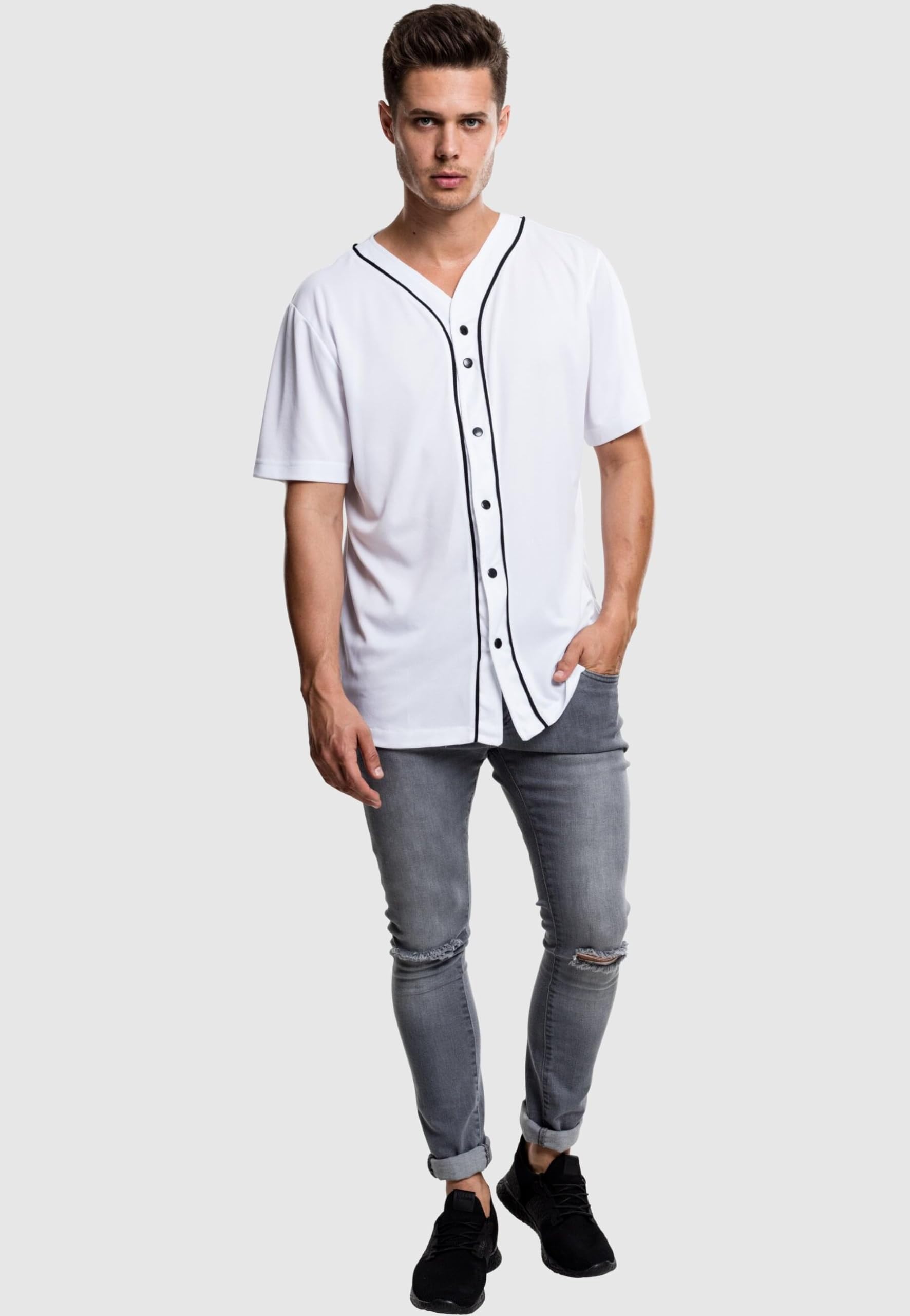 Breathable Baseball Mesh Jersey - White/Black XXL for Men - Perfect for Games, Practice & Casual Wear