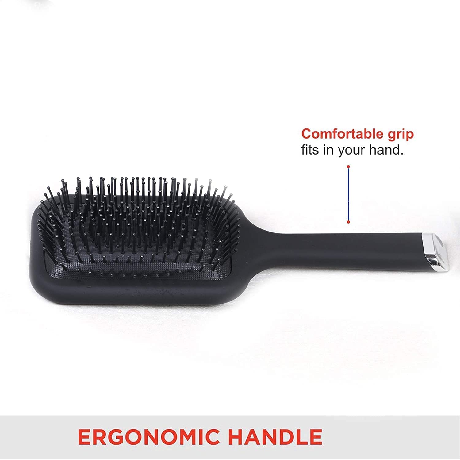 MAPPERZ Paddle Hair Brush with Soft Ball Tip Bristles - Professional Hair Straightening & Styling Brush for Men & Women - Detangling & Smoothing Hair for Daily Grooming - Perfect for Home & Salon Use (Black)
