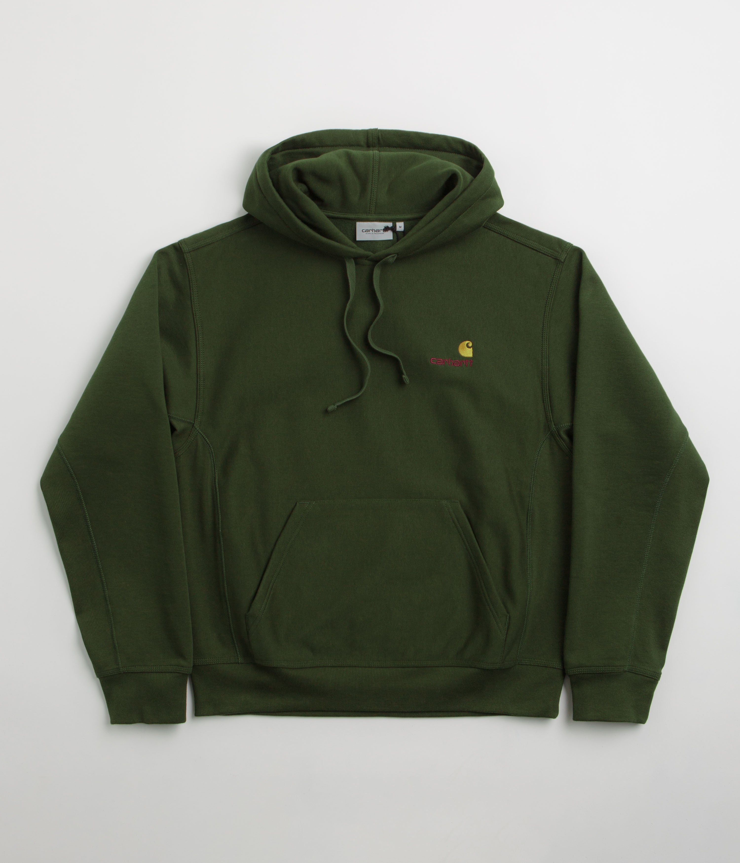 Carhartt American Script Hoodie - Tarragon Green | Heavyweight Cotton Pullover for Men & Women | Perfect for Work, Outdoor & Casual Wear