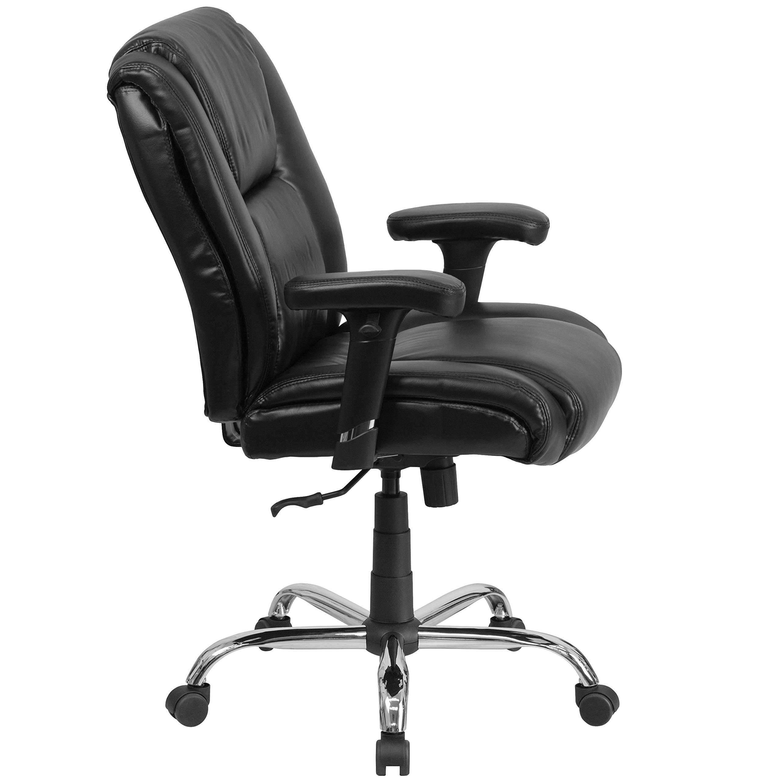 400 lb. Capacity Big & Tall Black LeatherSoft Adjustable Arm Ergonomic Office Chair - Heavy Duty Executive Desk Chair for Home & Business Use