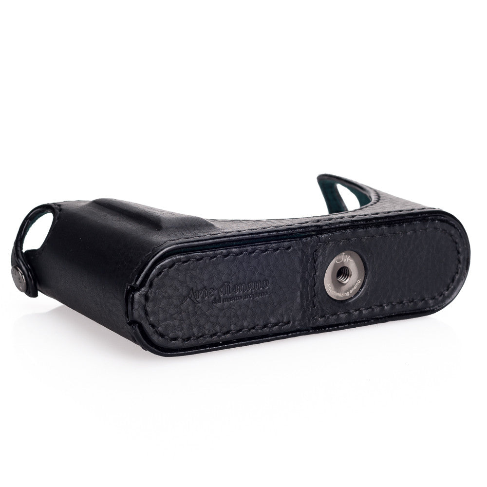 Arte di Mano Genuine Leather Half Case for Leica Q (Typ 116) Camera - Minerva Black with Black Stitching & Battery Access Door | Premium Protection & Style for Photography Enthusiasts | Perfect for Street, Travel & Documentary Shooting