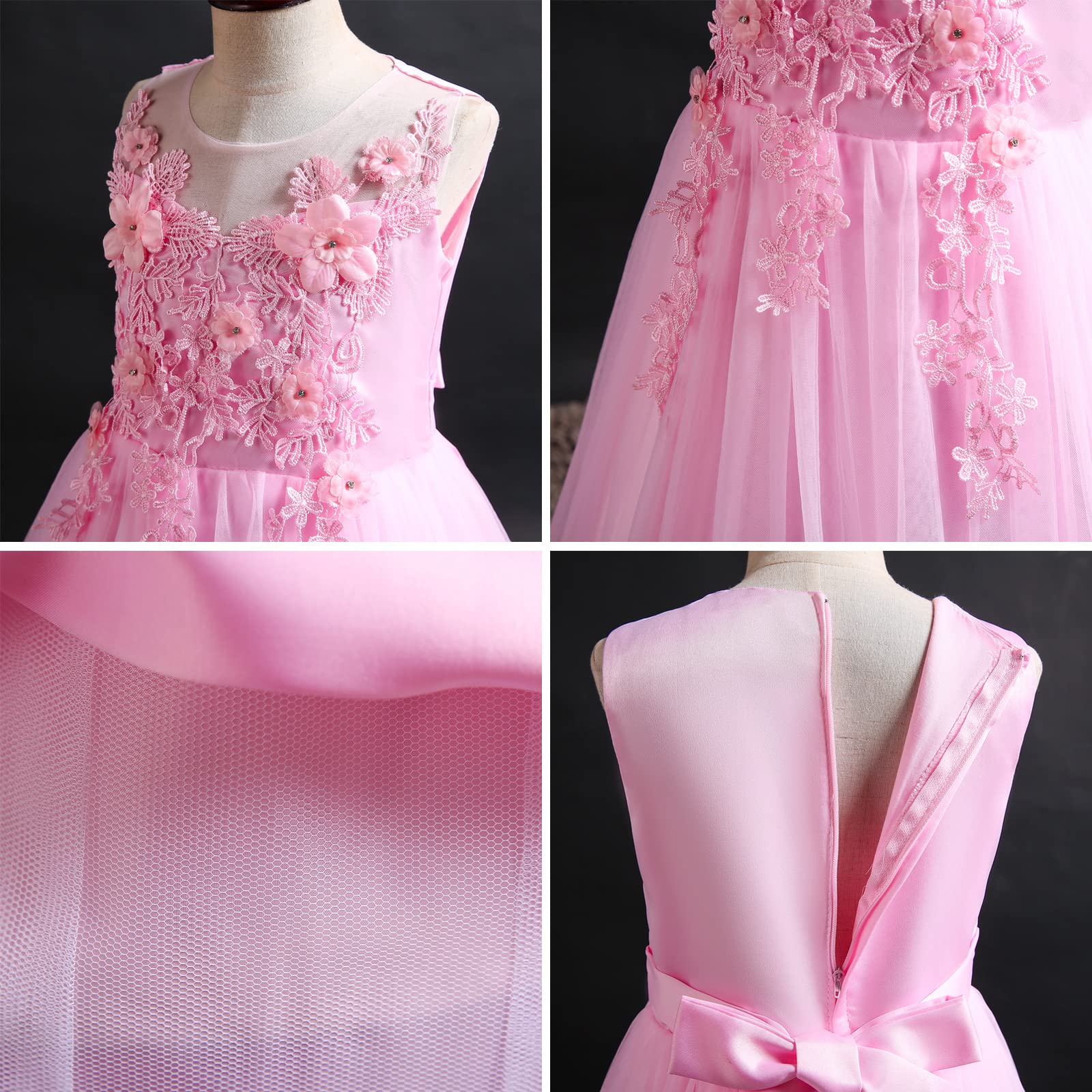 Little Big Girl Flower Tulle Dress Princess Pageant Gown - Birthday Party, Wedding, Formal Dance, Evening Maxi Dress for Special Occasions