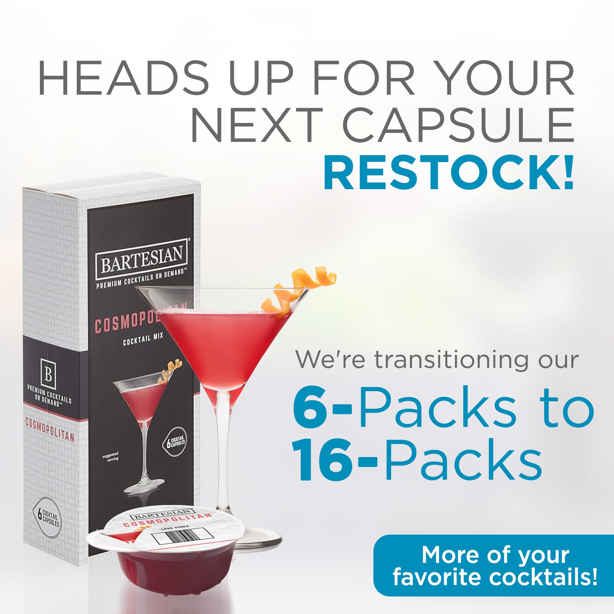 Bartesian Premium Cocktail Maker Capsules - Classic Collection Variety Pack of 6 (55524) | Perfect for Home Bars, Parties & Entertaining