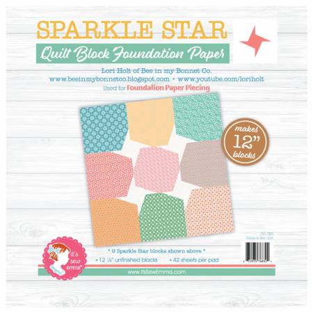 12 Inch Sparkle Star Quilt Block Foundation Paper Pad - Precut Sewing Stabilizer for Quilting, Patchwork & DIY Craft Projects - Perfect for Beginners and Professional Quilters