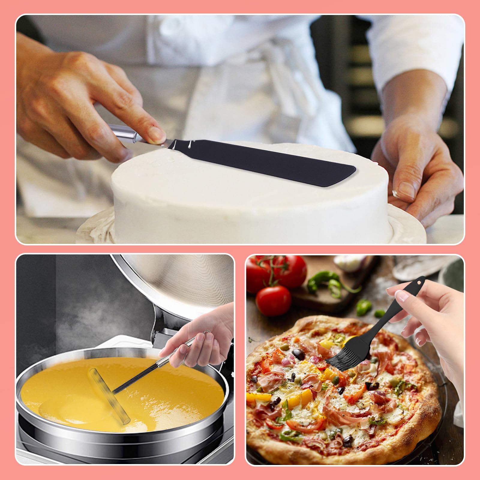 GOTFUN 3-Piece Crepe Maker Set - Stainless Steel Crepe Spreader & Turner with Silicone Brush - Professional Crepe Tools for Perfect Pancakes, Crepes, and Desserts - Ideal for Home Kitchen and Breakfast Restaurants