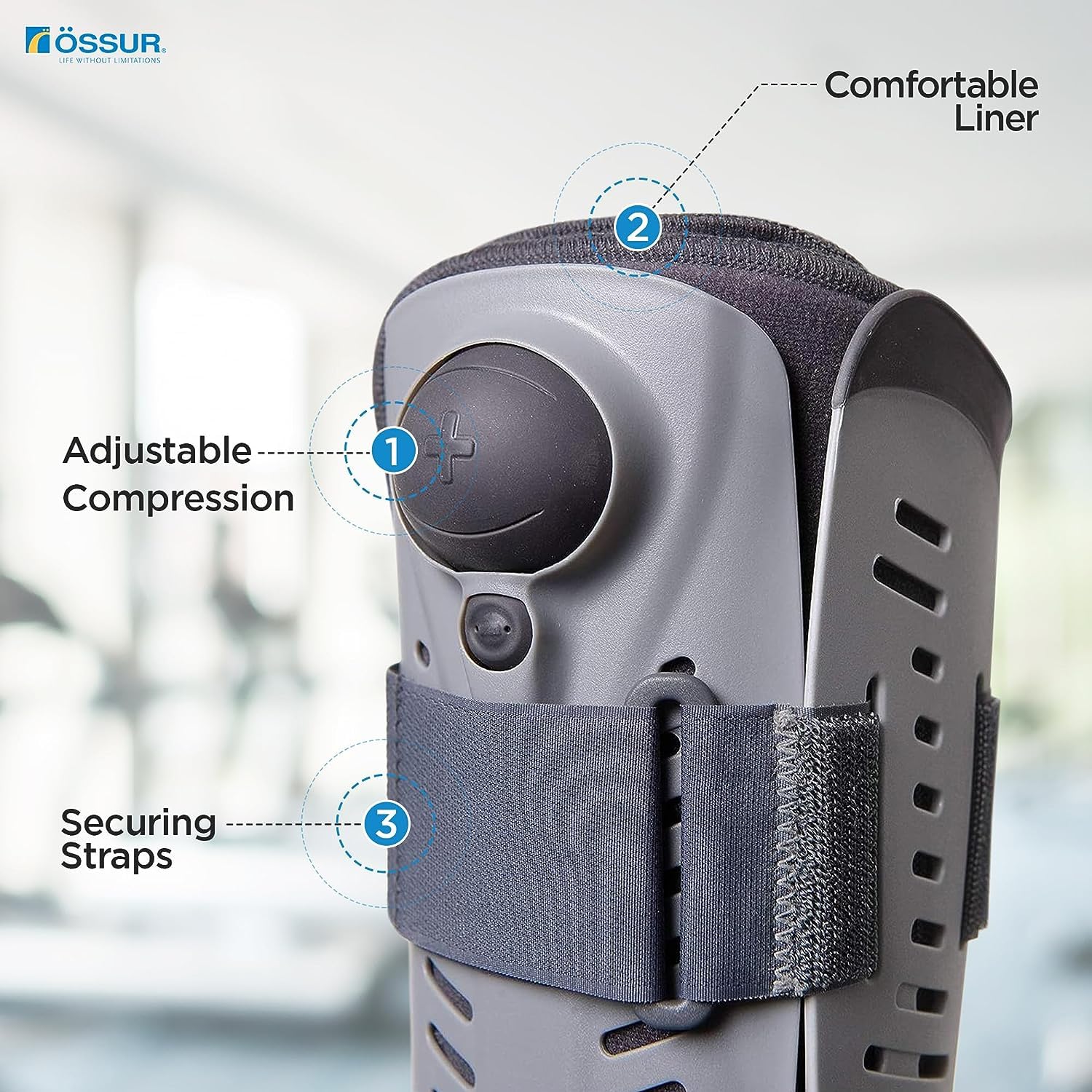 Ossur Rebound Air Walker Boot - Comfortable Medical Walking Boot with Adjustable Compression Straps & Air Pump | Rocker Bottom Design for Foot & Ankle Injuries | Ideal for Broken Foot, Sprained Ankle Recovery | Low Top Medium Size | Perfect for Post-Surgery, Sports Injuries & Daily Mobility Support