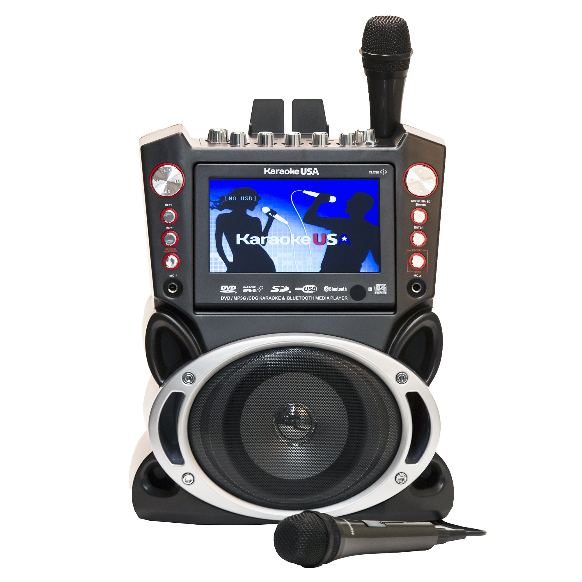 Karaoke USA GF845 Complete Karaoke System with 2 Wireless Microphones, Remote Control & 7