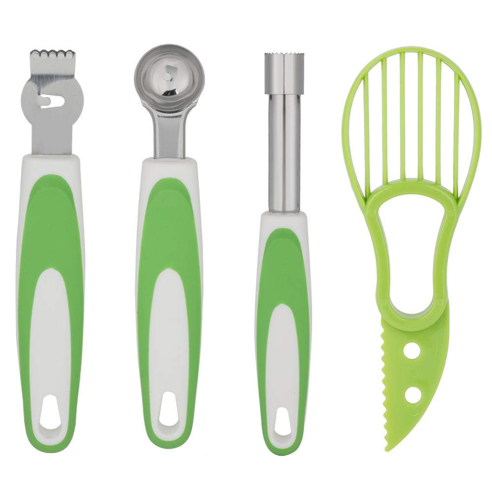 4-Piece Avocado Knife Set - Stainless Steel Fruit Tool & Shea Butter Knife with Scoop - Perfect for Kitchen, Camping & Home Use