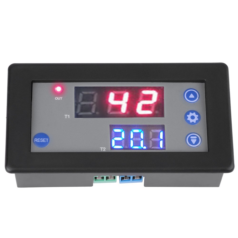 Ginorgee 12V Timing Delay Relay Module - Digital LED Dual Display Cycle Timer for Automotive, Industrial & DIY Projects | Adjustable Delay & Repeat Cycle Function