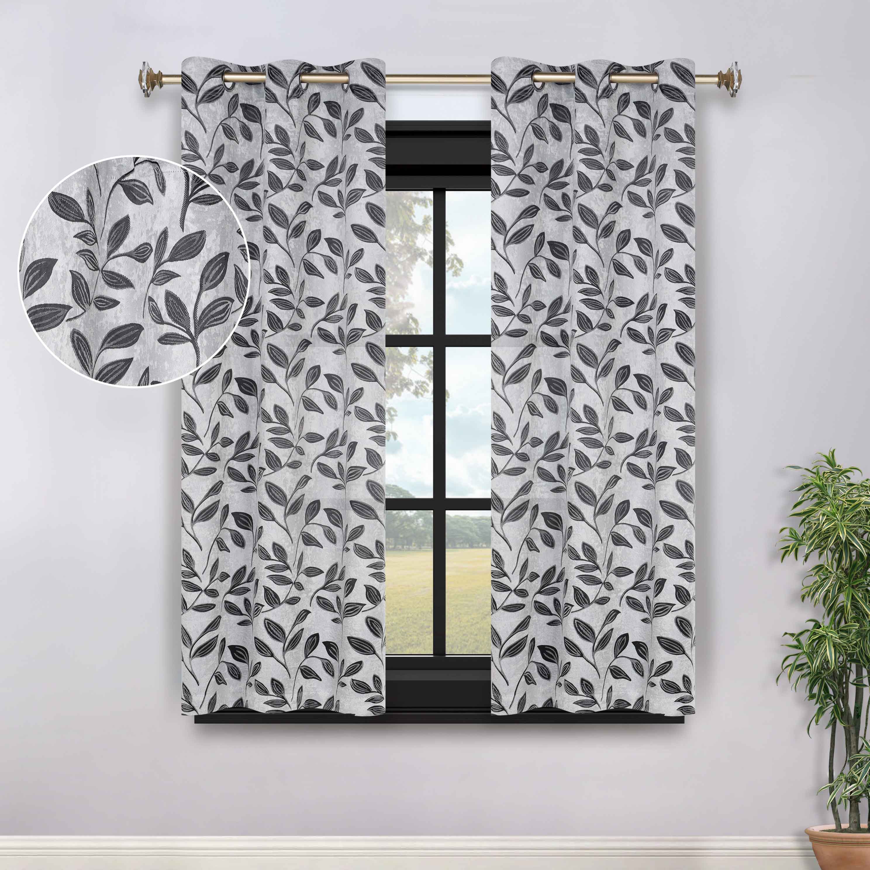 Leaves Grommet Blackout Curtains Set of 2 - Thermal Insulated Room Darkening Drapes for Bedroom & Living Room - Noise Reducing Window Treatment for Home Decor
