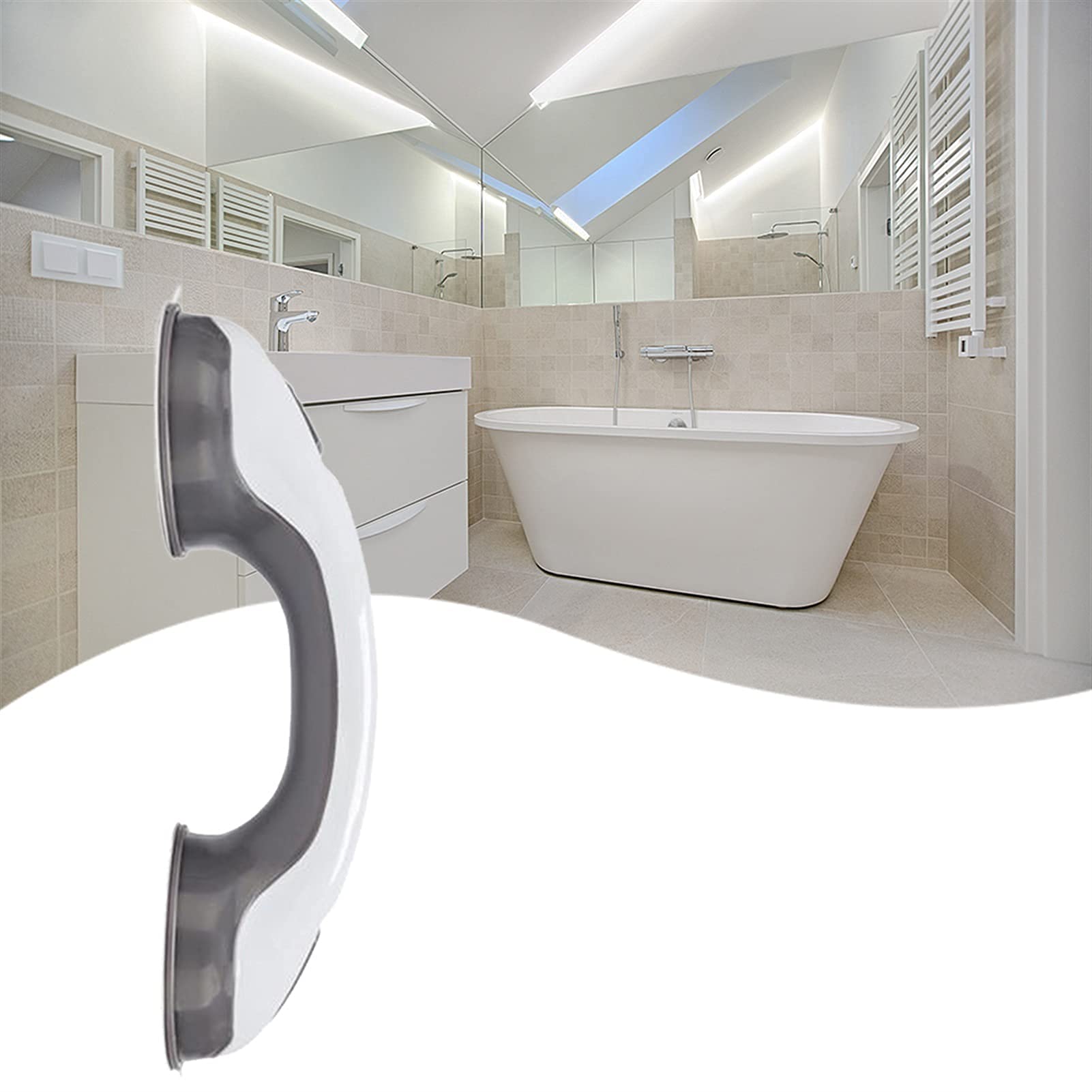 Anti-Slip Safety Handrail - Bathroom Grab Bar with Suction Cups for Elderly & Kids - Sturdy Assist Handle for Showers, Bathtubs & Toilets - Ideal for Fall Prevention & Mobility Support (1 Pack)