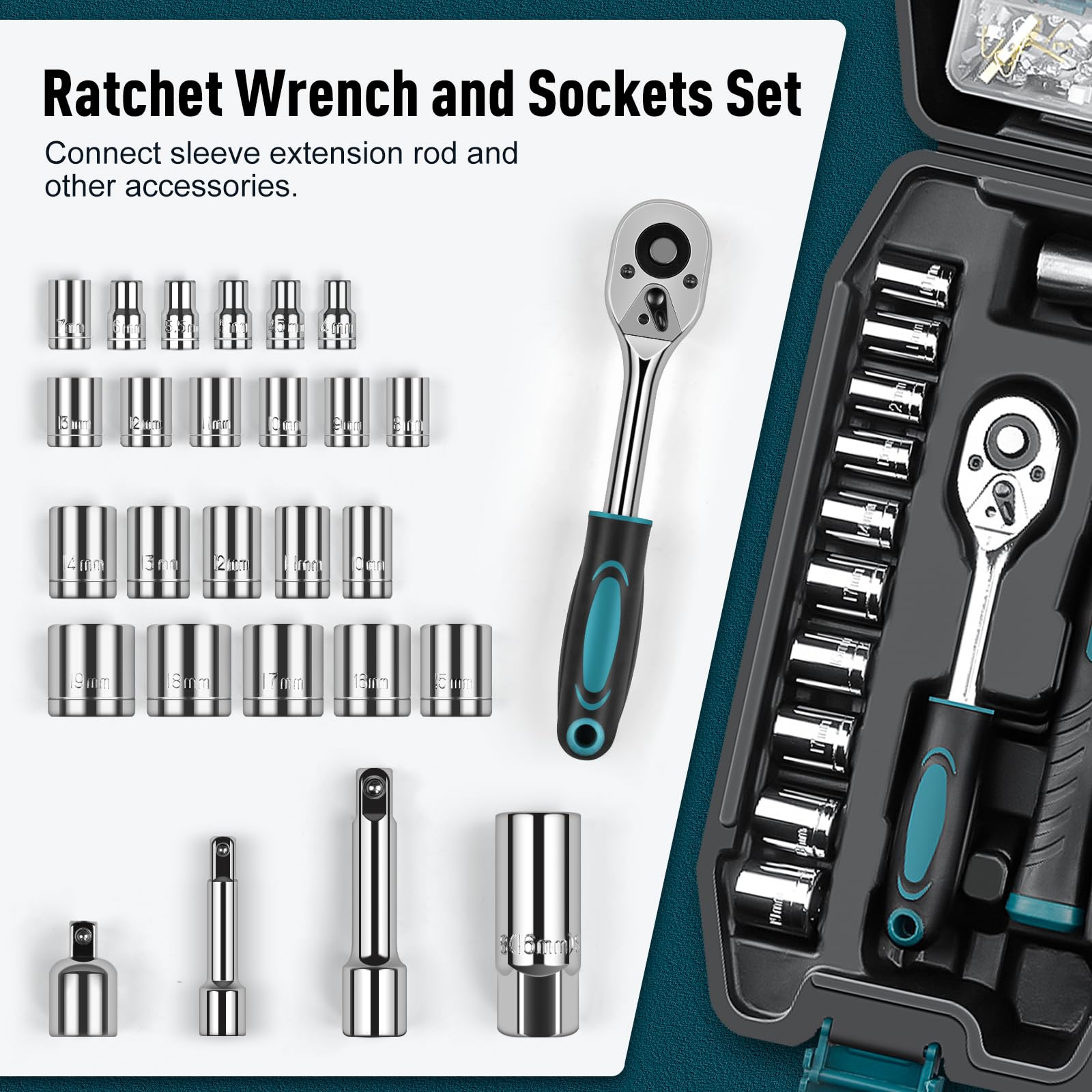 SUNDPEY 281-Piece Home Tool Kit - Complete Portable Repair Tool Set with Socket Wrench, Screwdrivers, Pliers, Hex Keys & Toolbox - Perfect for DIY, Home Maintenance & Auto Repairs