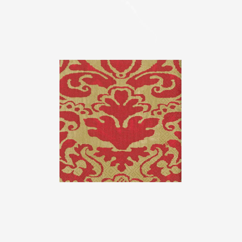 Caspari Premium Palazzo Red Cloth Napkins - Elegant Dinner Party & Holiday Table Decor for Fine Dining & Special Occasions