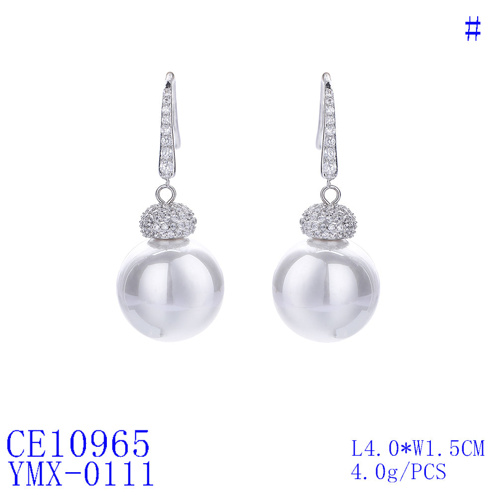 Cubic Zirconia Pearl Dangle Earrings for Women - Elegant Bridal Jewelry & Wedding Accessories CE10965 | Perfect for Weddings, Parties, and Special Occasions
