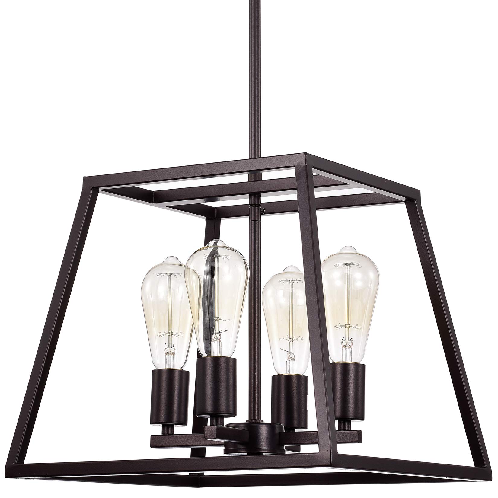 ACLand Industrial 4-Light Chandelier - Farmhouse Kitchen Island Pendant Lighting with Oil Rubbed Bronze Metal Frame - Perfect for Dining Room, Living Room, Bedroom, Restaurant & Bar Decor - Modern Rustic Ceiling Light Fixture for Home & Commercial Spaces