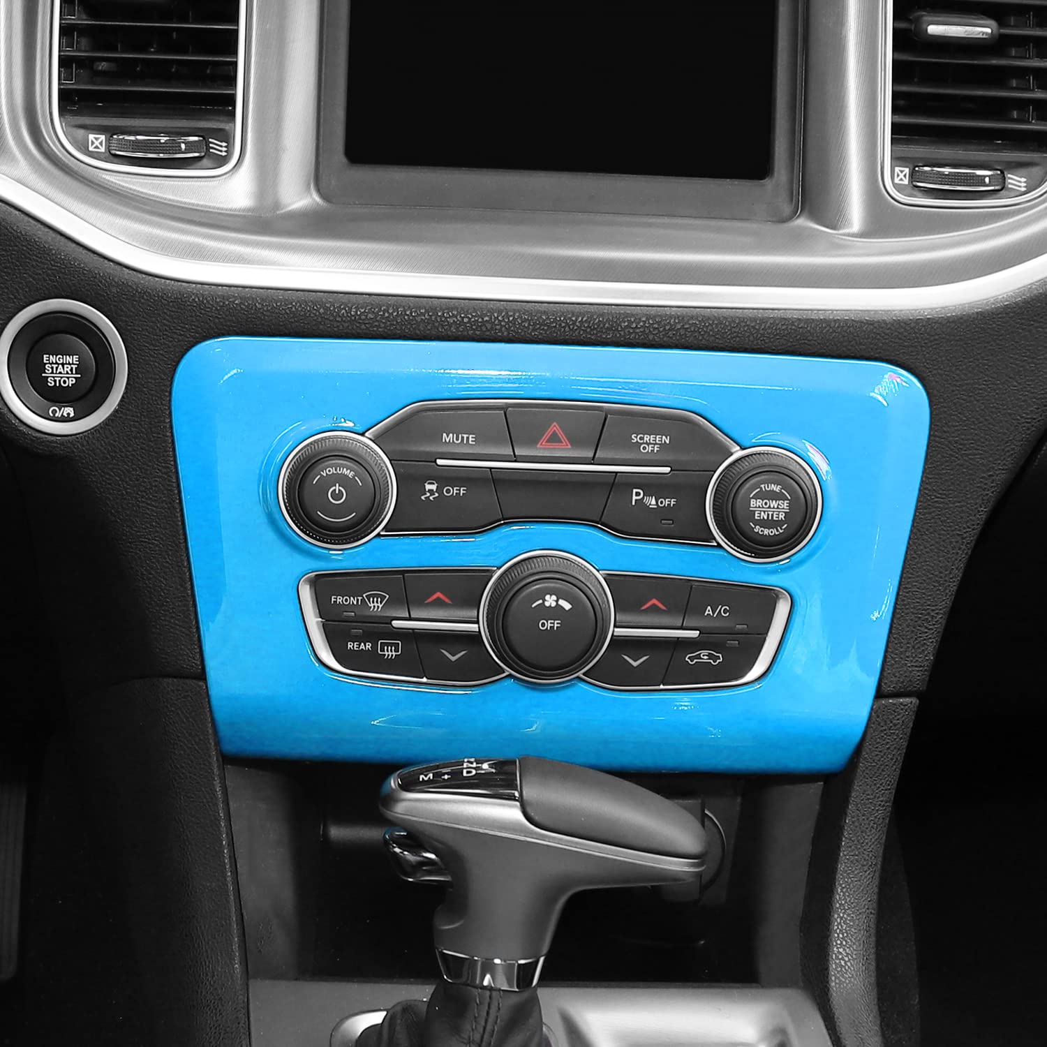 2015-2025 Dodge Charger Radio AC CD Switch Panel Trim - ABS Light Blue Center Console Accessory | Perfect for Car Interior Upgrades & Customization