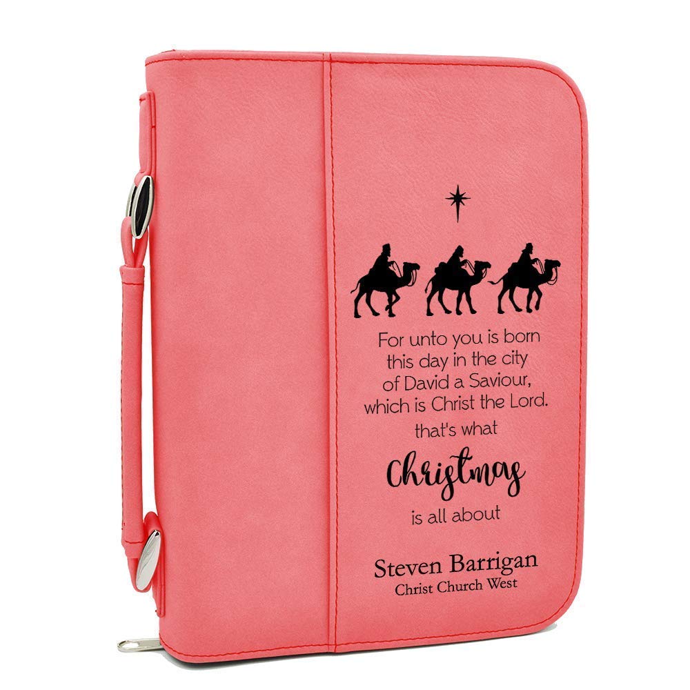 Personalized Three Wise Men Bible Cover - Custom Pink Religious Gift for Women & Men - Perfect for Church, Bible Study & Prayer Groups