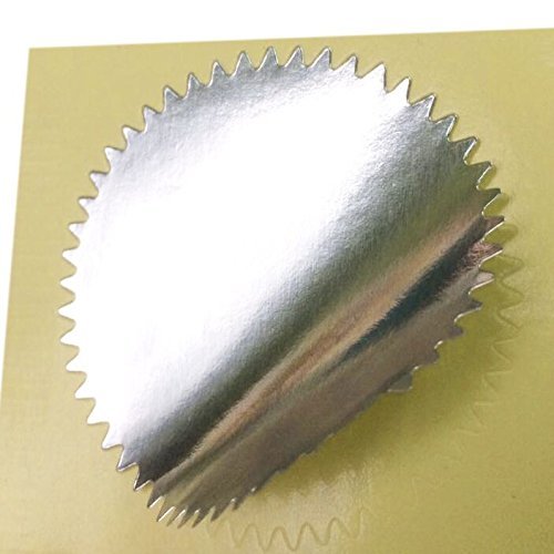 100 Pack Silver Embossed Stickers - Metallic Scallop Edge Self-Adhesive Labels for Certificates, Invitations & Wax Seals | Premium Blank Embosser Stickers for DIY Crafts, Wedding Stationery & Official Documents (Silver)