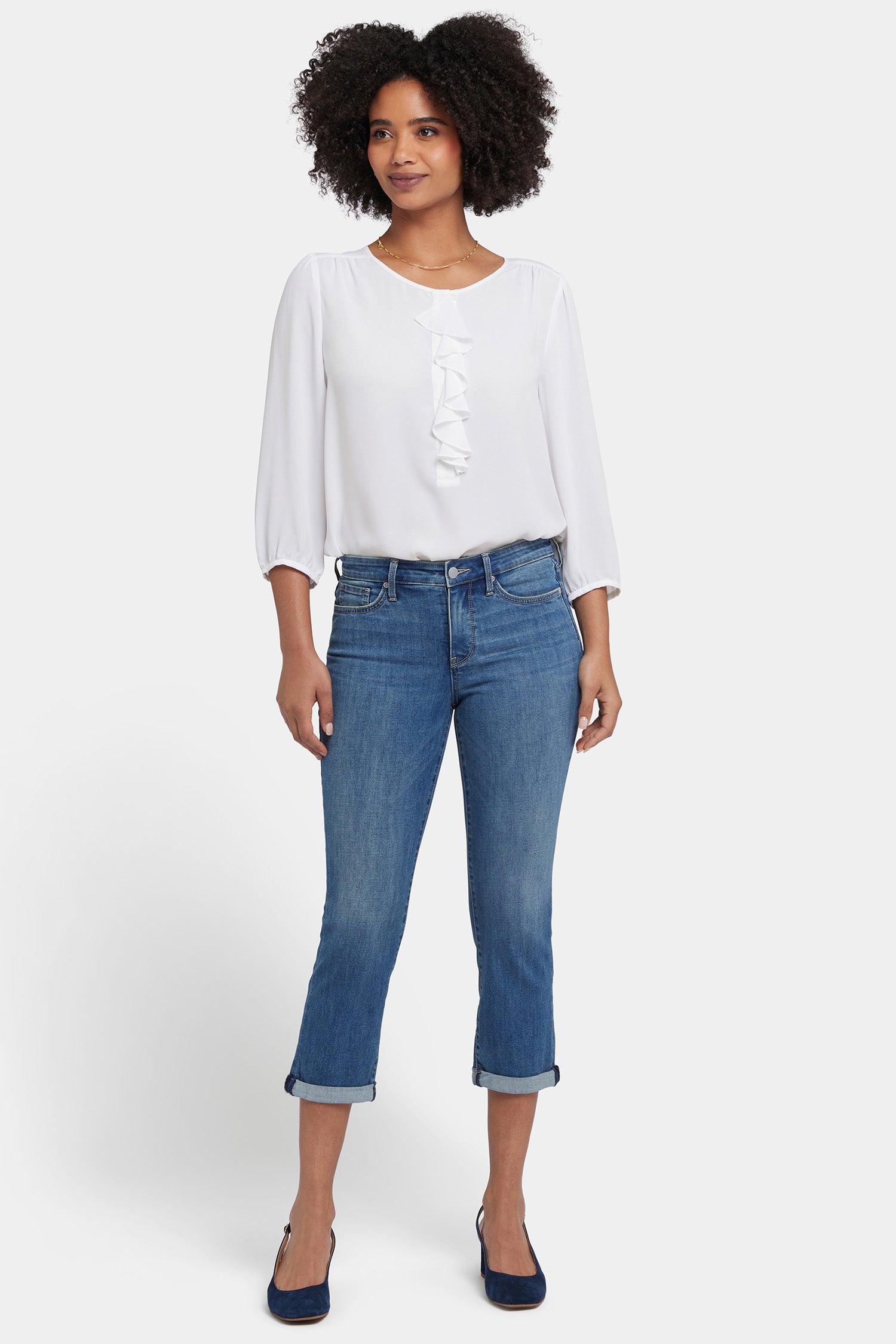 Chloe Skinny Capri Jeans for Petite Women - Costa Brava Wash | Perfect for Casual Outfits & Summer Styling