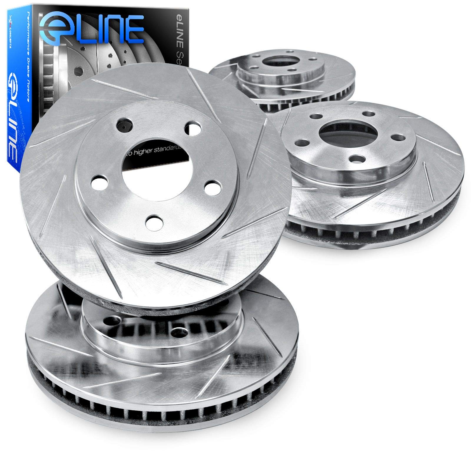 R1 Concepts Silver Zinc Diamond Slotted Brake Rotors for 1984-1988 Pontiac 6000 - Front & Rear Performance Brakes for Smooth Stopping & Enhanced Driving Safety