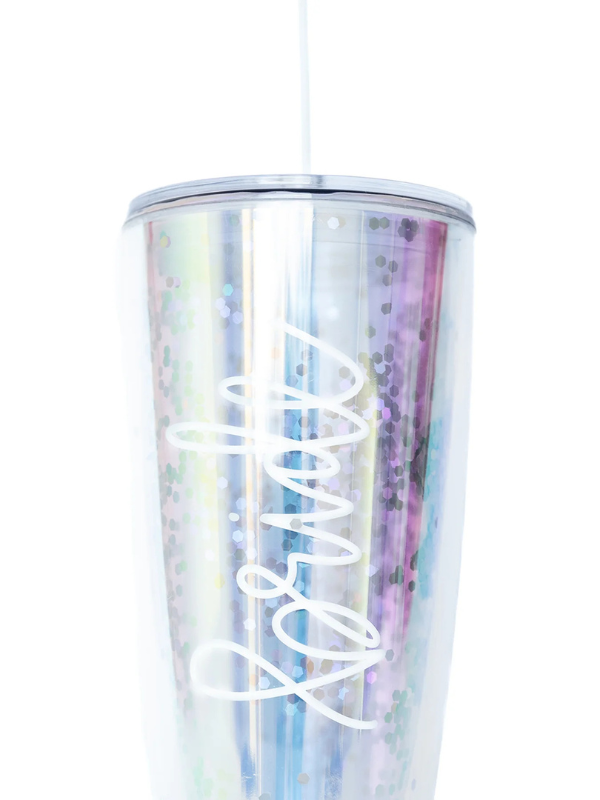 Sparkling Glitter & Iridescent Wedding Tumbler - 20oz Stainless Steel Insulated Cup for Bride, Bridesmaids & Bachelorette Party - Perfect for Wedding Showers, Rehearsal Dinners & Honeymoon Travel