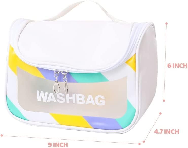 STOREZY Waterproof Faux Leather Makeup Bag for Women & Girls - Small White Cosmetic Organizer Pouch for Travel, Gym, and Daily Use