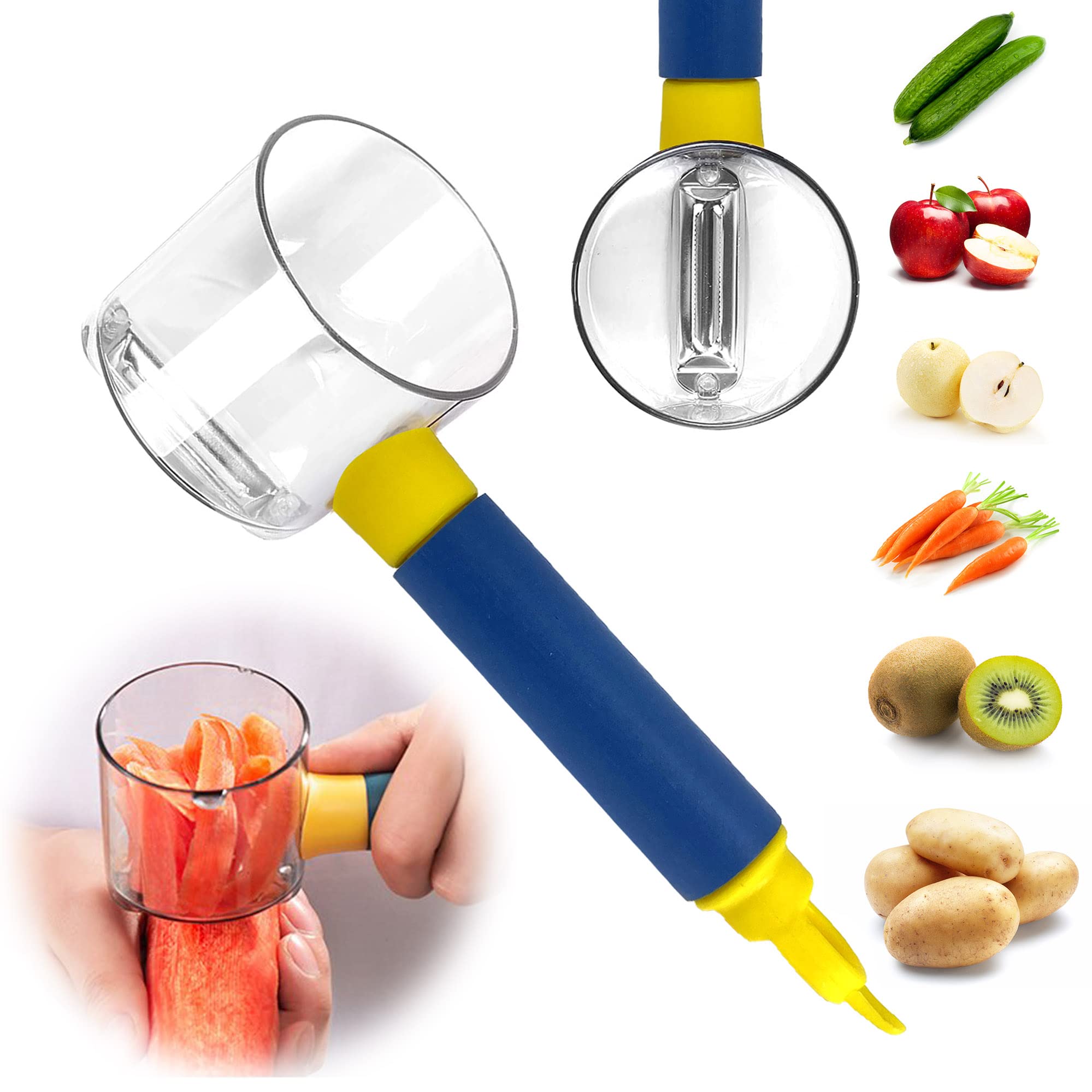 Premium Stainless Steel Vegetable Peeler with Container - Multi-Purpose Kitchen Peeler for Fruits & Vegetables Like Potatoes, Carrots & Apples - Ideal for Meal Prep, Cooking & Healthy Snacking
