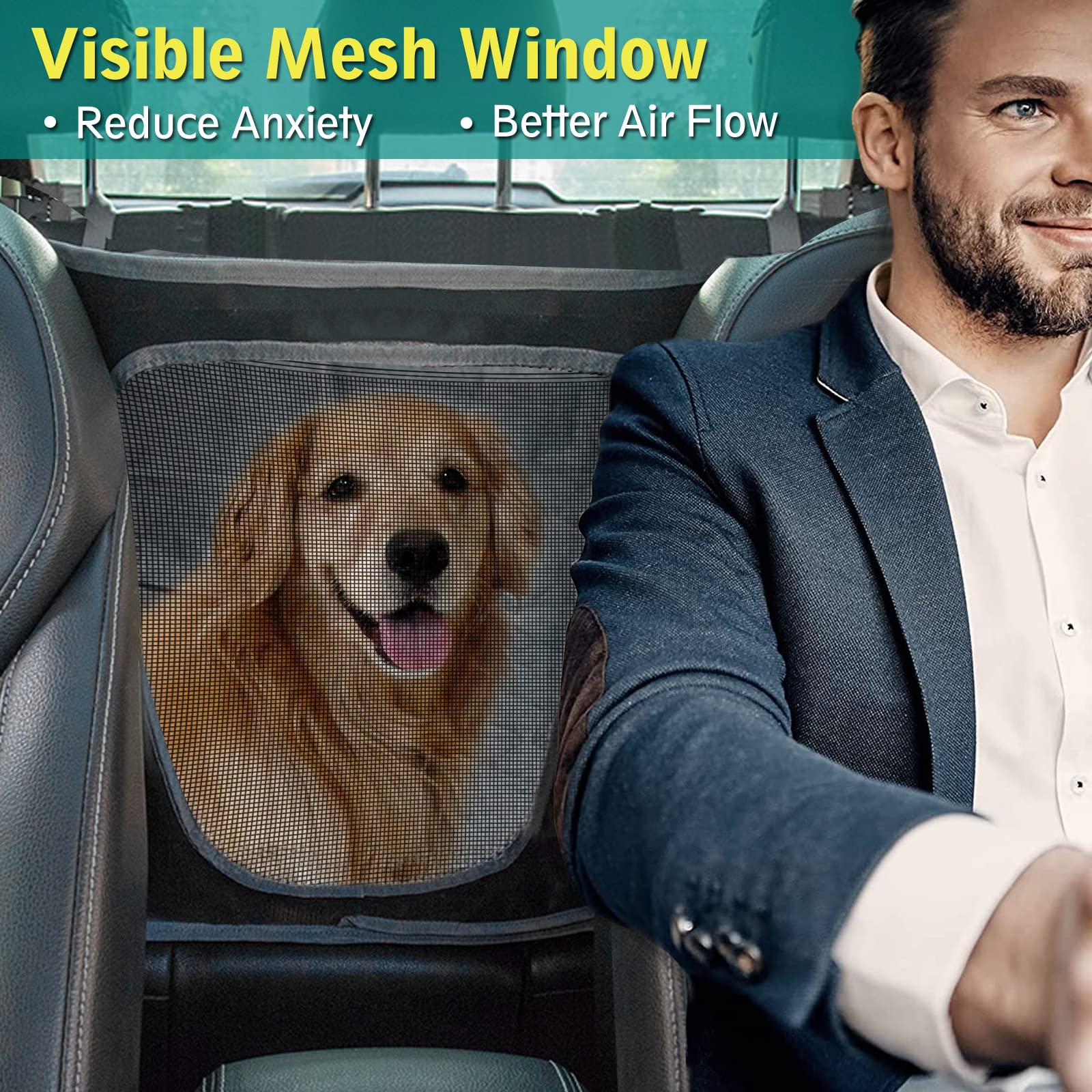 Waterproof Dog Car Seat Cover - Heavy Duty 7-Layer 900D Back Seat Protector with Detachable Hammock & Multi-Pockets (Luxury Gray) | Pet Travel Accessories for SUVs, Trucks & Family Vehicles