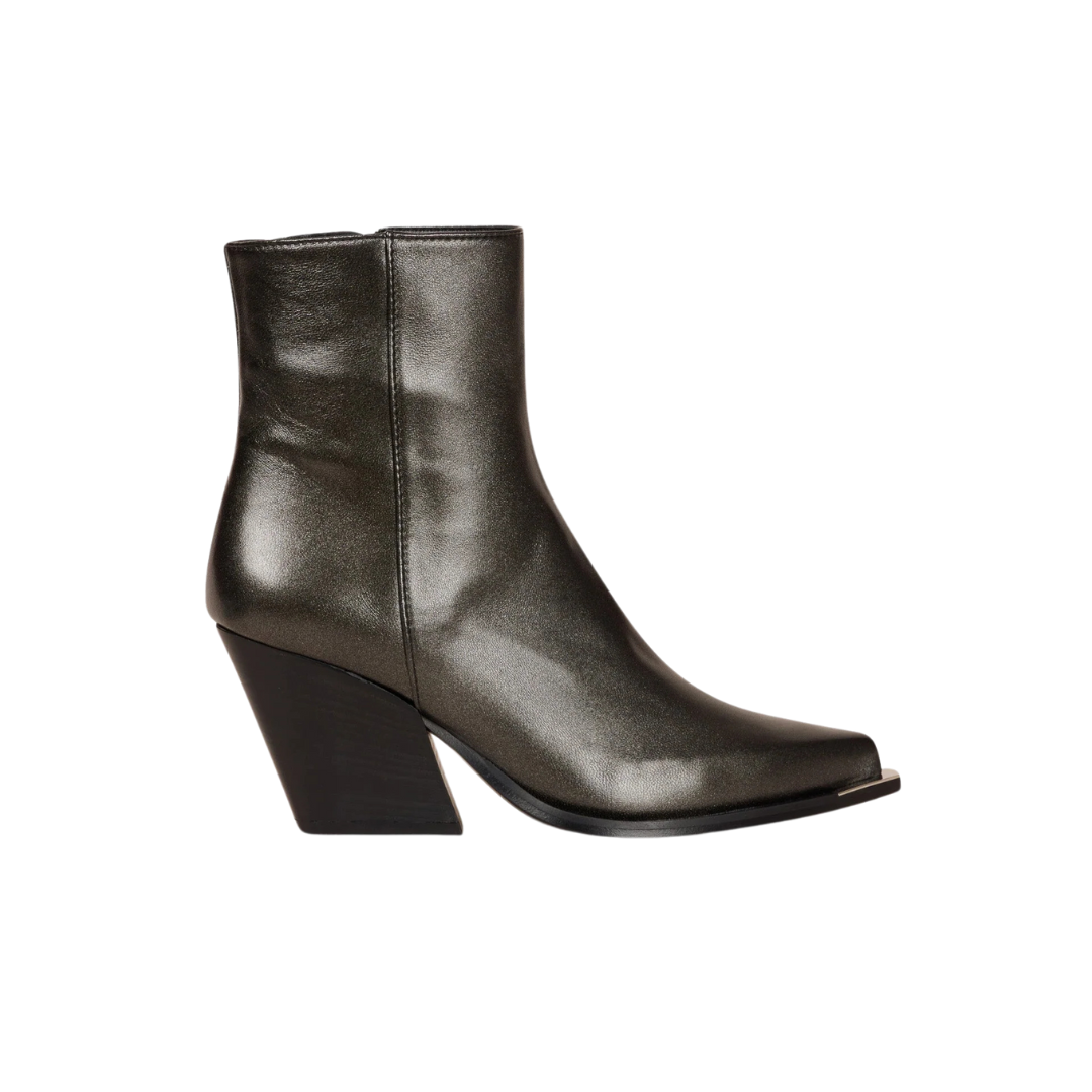Stylish Metallic Ankle Boots for Women - Fashionable Chunky Heel Booties for Fall & Winter - Perfect for Office, Party & Night Out