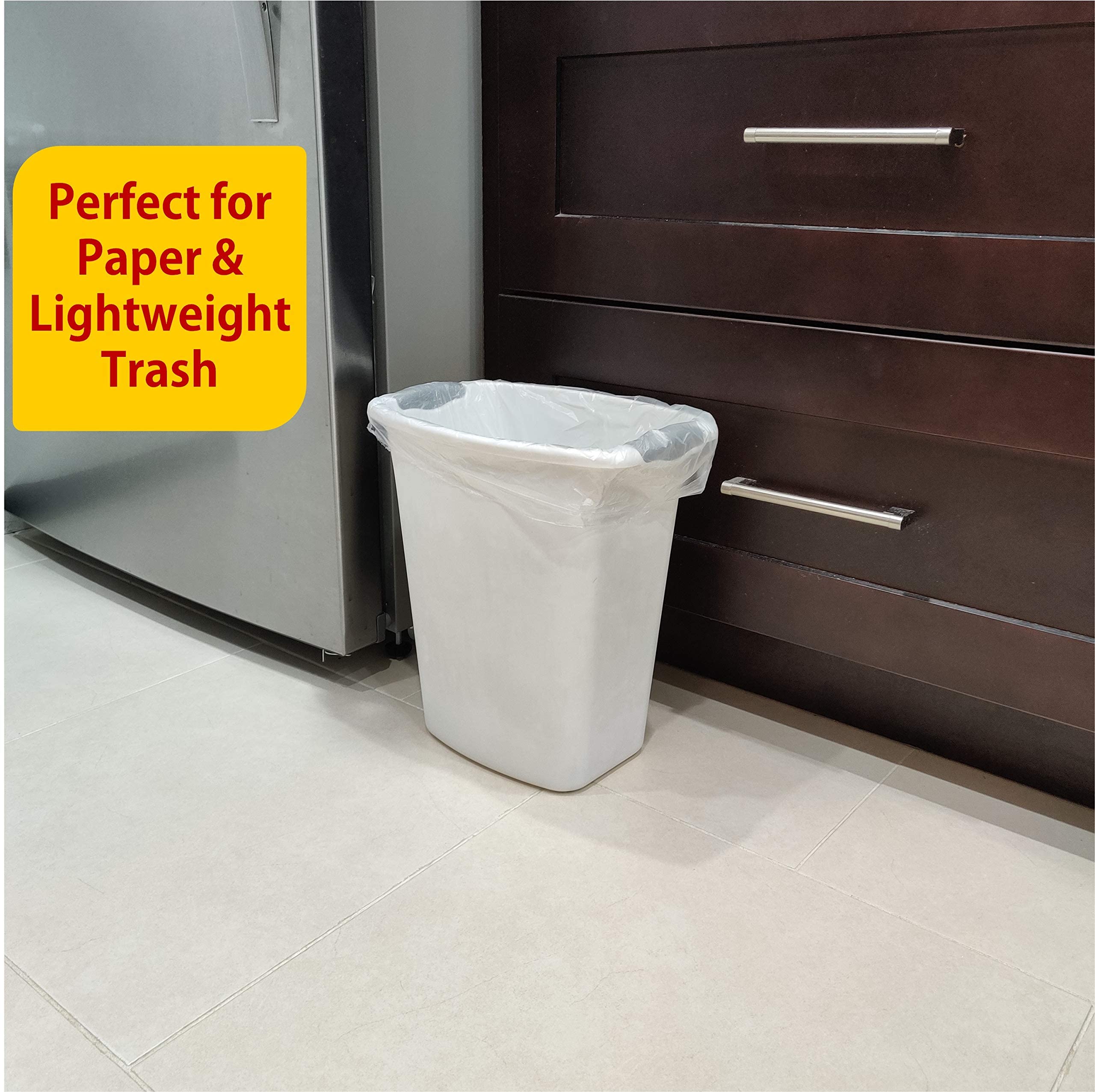 4 Gallon Clear Trash Bags - 100 Count Small Garbage Bags for Mini Trash Cans | Wastebasket Liners for Bathroom, Kitchen, Car & Office | Disposable Recycling Bags for Paper Waste | Perfect for Small Spaces & Daily Cleanup