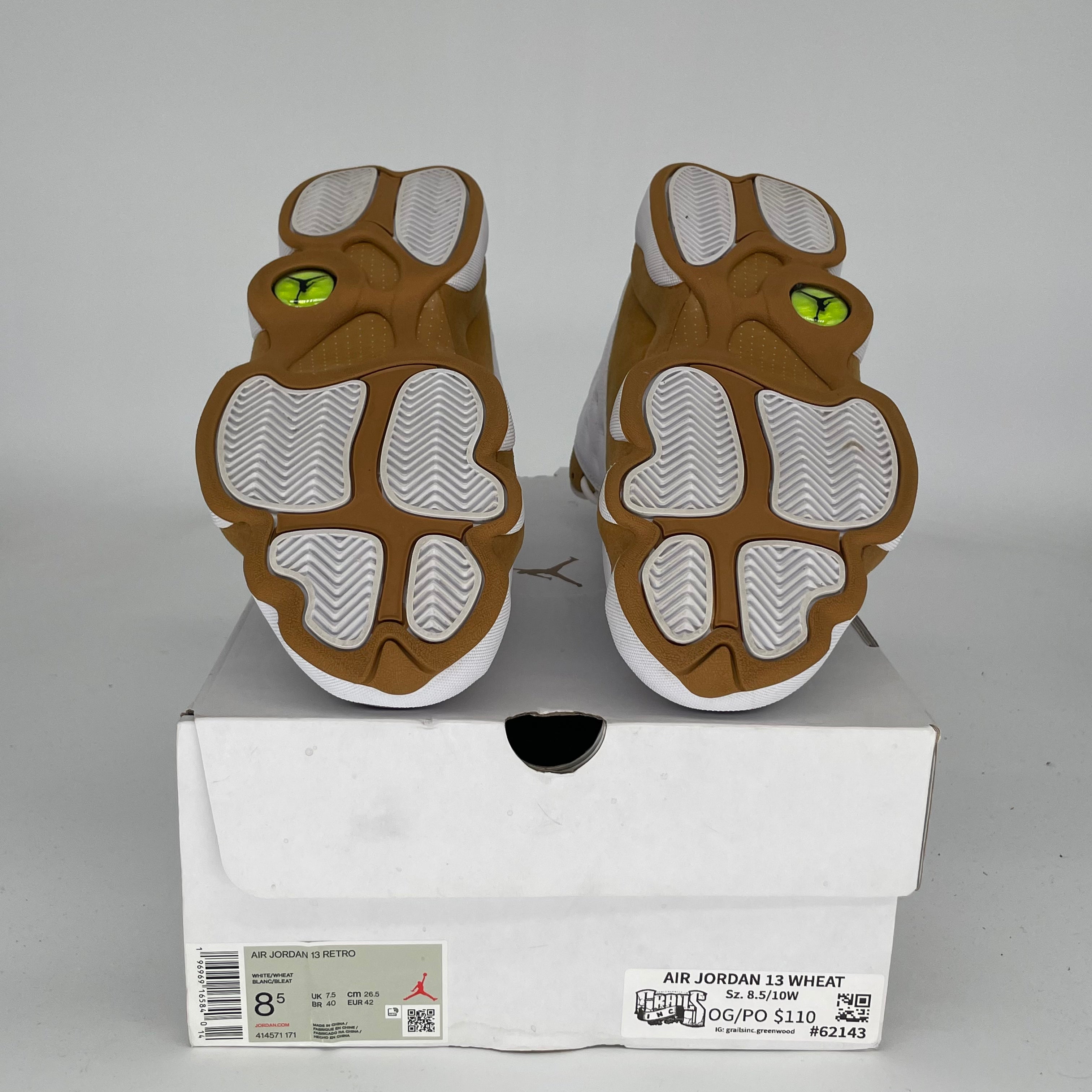 AIR JORDAN 13 Retro Wheat Sneakers - Men's Size 8.5 (414571-171) - Basketball Shoes for Casual Wear & Street Style