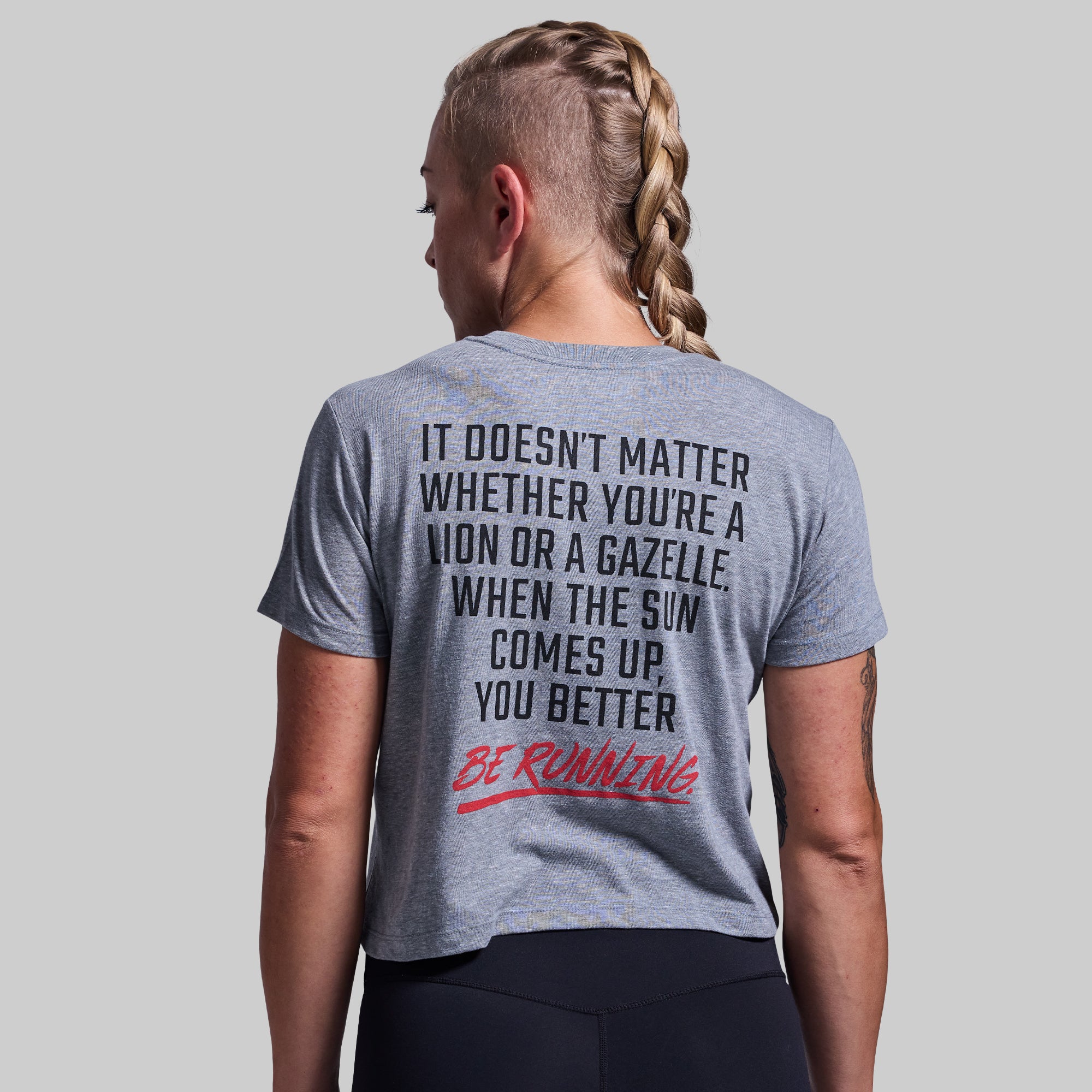 Modern Savage Crop Tee - Women's Short Sleeve T-Shirt (Heather Grey) | Trendy Casual Top for Streetwear, Gym & Everyday Outfits