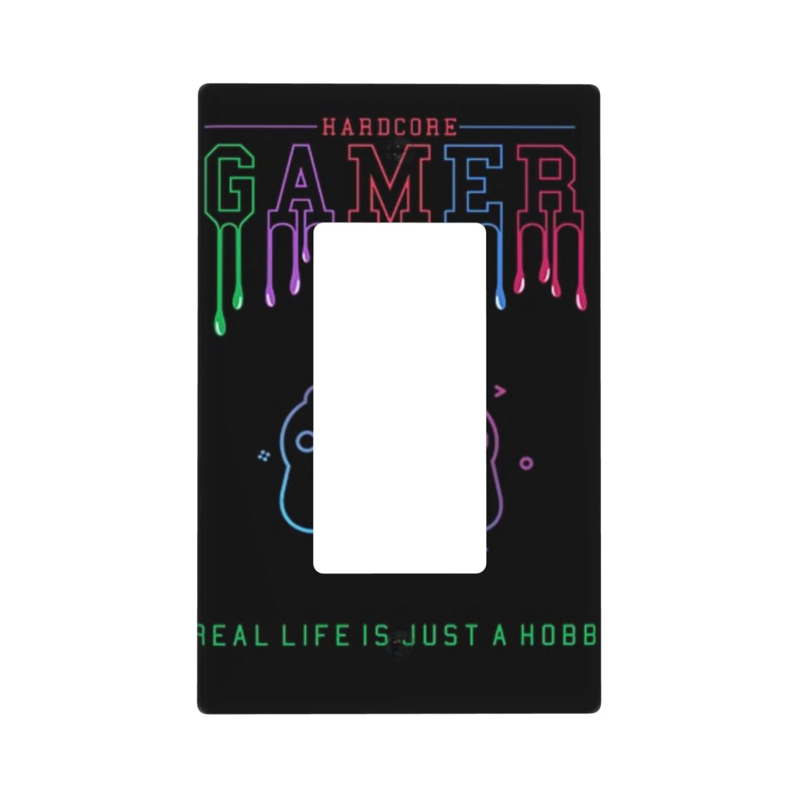 Wireless Game Controller Light Switch Cover - Single Gang Rocker Style Plastic Wall Plate with Custom Graphics - Perfect for Gamer Bedrooms, Game Rooms & Man Caves