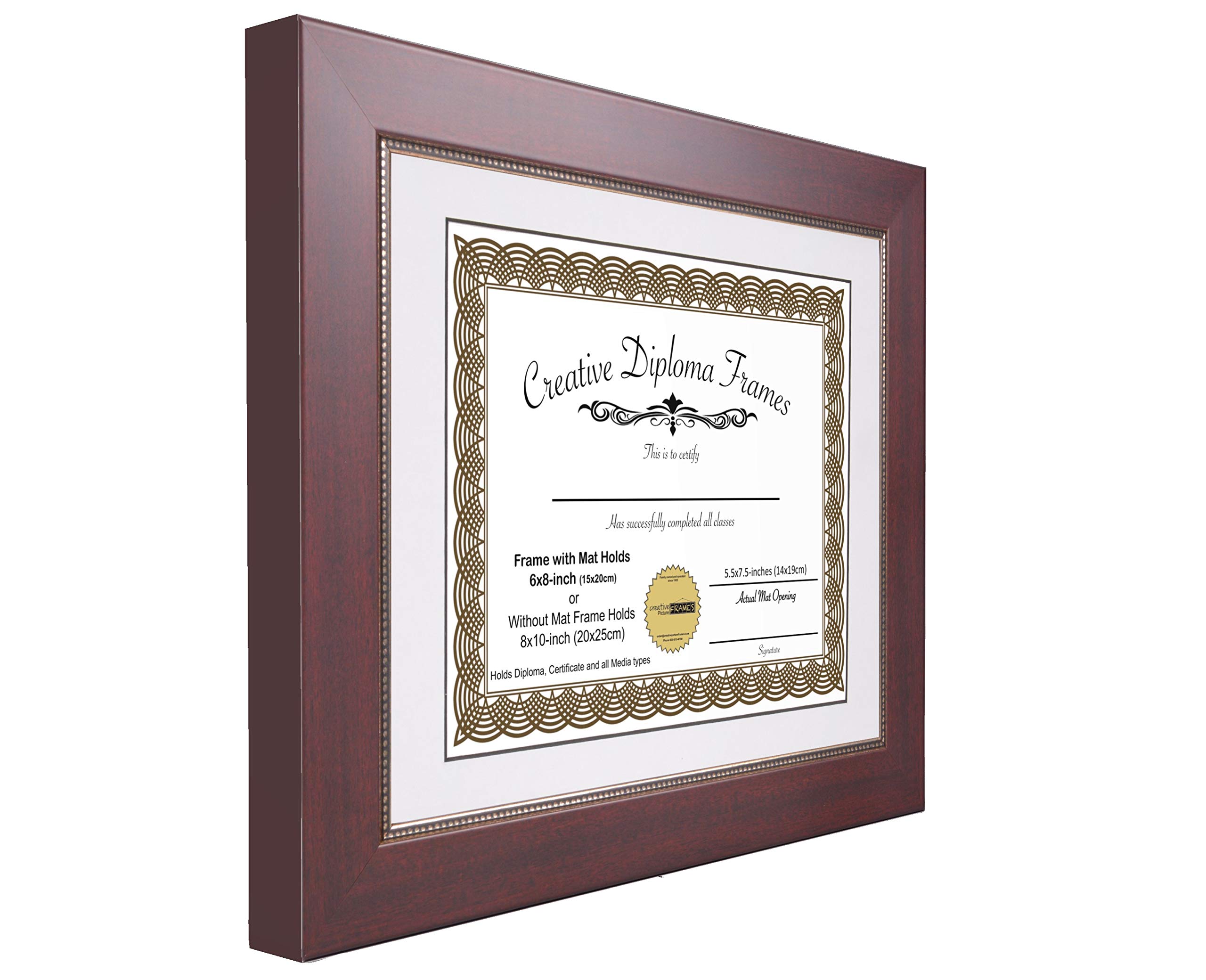 10x12 Empire Mahogany Diploma Picture Frame with White Mat, Glass & Wall Hangers - Holds 11x14 Photos - Perfect for Graduation, Office Decor & Home Display