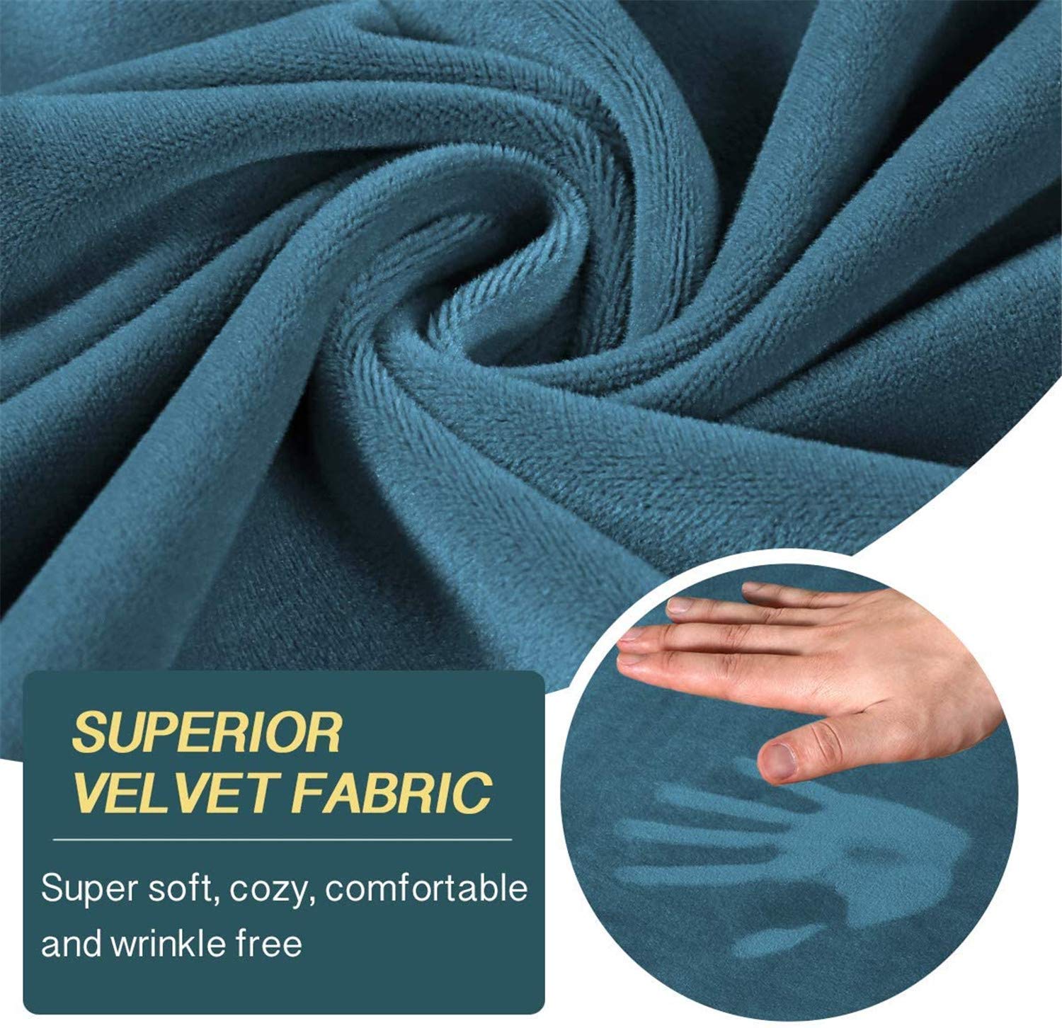 8-Piece Stretch Velvet Recliner Sofa Cover Set - Soft Thick Form-Fitted Couch Covers for 3-Seater Reclining Sofas with Side Pockets (Peacock Blue) - Perfect for Living Room, Home Theater & Family Room Furniture Protection