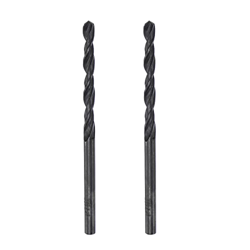 uxcell 6542 High Speed Steel Straight Shank Twist Drill Bit Set - 3.3mm Diameter, 65mm Length, Black Oxide Coated (2 Pack) - Perfect for Metal, Wood & Plastic Drilling in DIY Projects & Professional Workshops